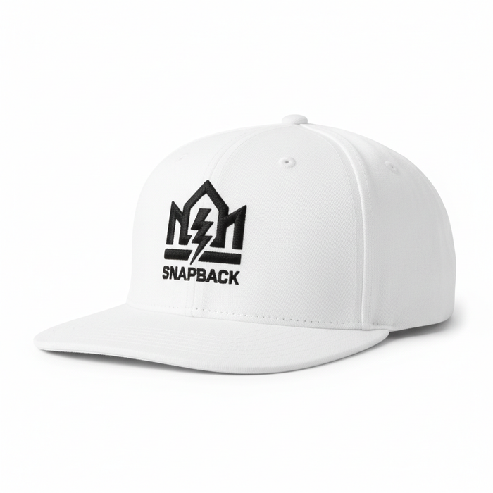 White Flat Brim Snapback Cap